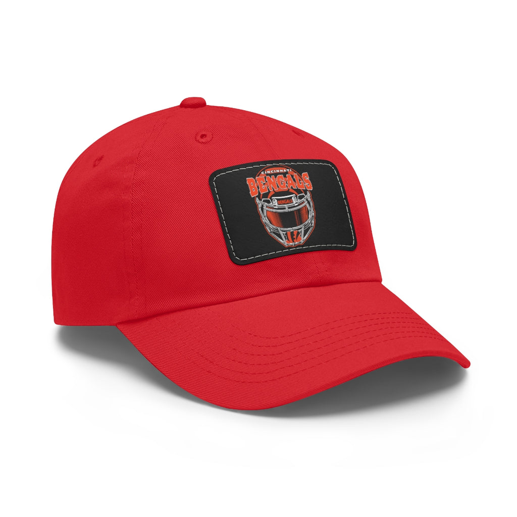 Bengals Helmet Dad Hat with Leather Patch