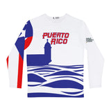 Puerto Rico WBC Men's  White Long Sleeve Microfiber Shirt